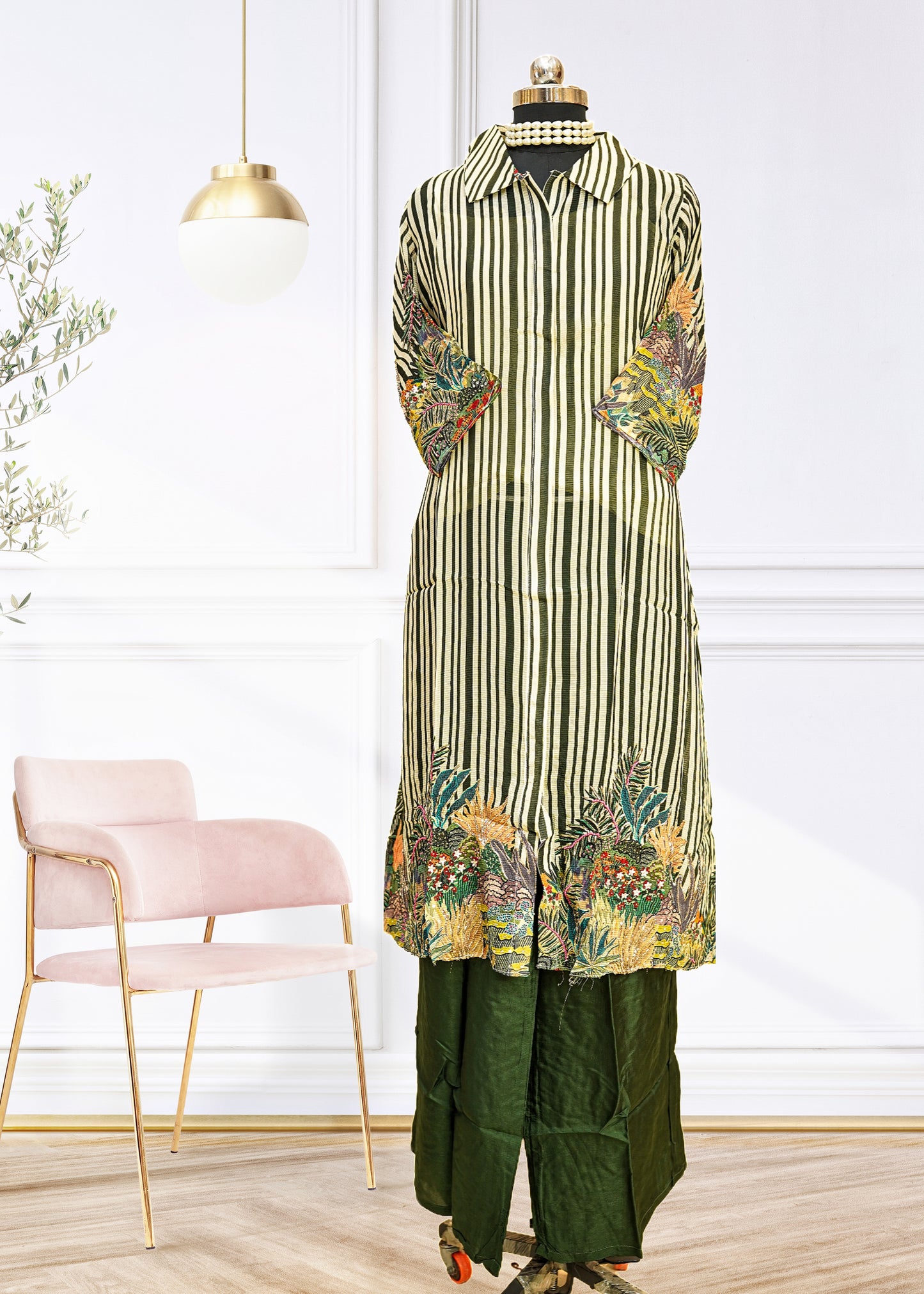 Pure Georgette Nargis Olive Set