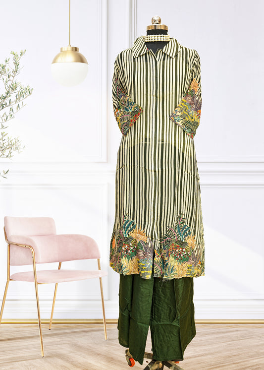 Pure Georgette Nargis Olive Set