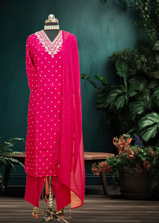 Pure Chinon Gulabi Noor Set