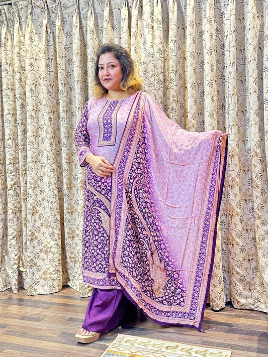 Pure Silk Baingani Shahi Set