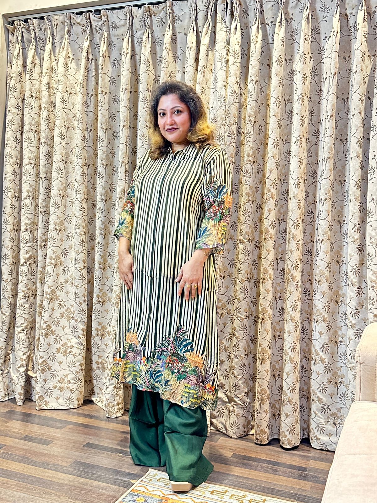 Pure Georgette Nargis Olive Set